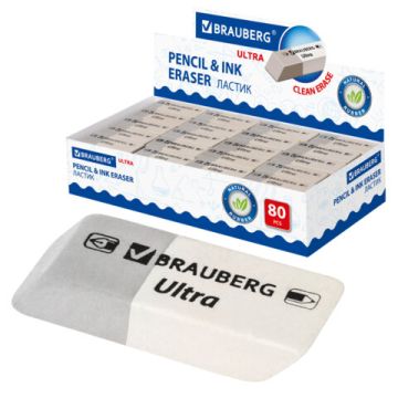 Ластик 41х14х8мм серо-белый натуральный каучук Ultra BRAUBERG 1/80