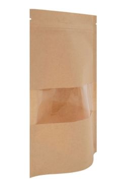Пакет Zip-Lock Дой-Пак крафт (10х15)+(3+3) с окном 40мм 150мкм BRAUBERG 100/700