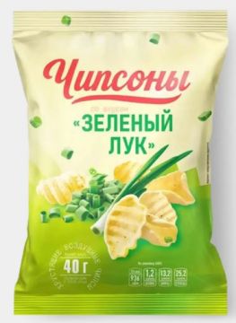 Продукты, Чипсоны чипсы со вкусом зеленого лука 40 г 1/28