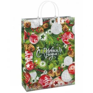 НГ Сумка пластиковая (30х40)-150 Еловое царство 1/40