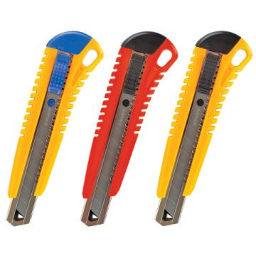 Нож канцелярский 18мм большой с метал. направляющими автофиксатор+2лезвия, блистер Brauberg 1/12