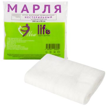 Марля медицинская отбеленная NEW LIFE ОТРЕЗ 0,9х3м, плотность 36 г/м2,  1/40