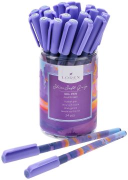 Ручка гелевая черная 0,5мм линия 0,3мм LOREX FLUFFY SKY SLIM SOFT GRIP 1/24