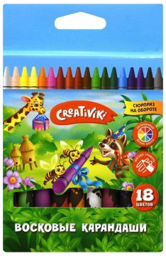 Карандаши восковые 18цв Creativiki круглые 1/24