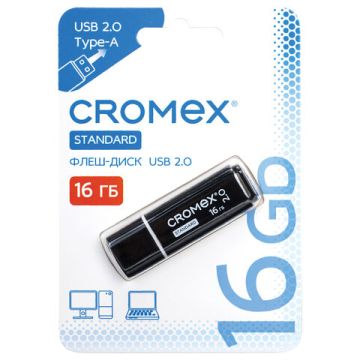 Флэш-диск 16 GB CROMEX Standard USB 2.0 черный 1/100 