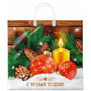 НГ Пакет с пластмассовыми ручками (37х34)-80 Домашнее Тепло 10/100