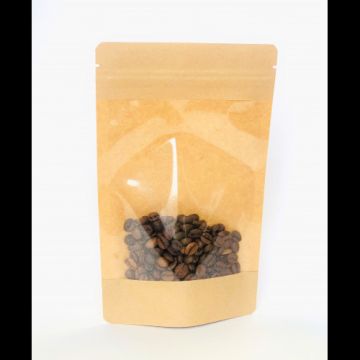 Пакет Zip-Lock Дой-Пак крафт (13,5х22,5)+(3,5+3,5) с окном 140мм 100/600