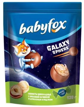 Продукты, Конфеты BabyFox Galaxy sphere с фундуком 130г 1/18