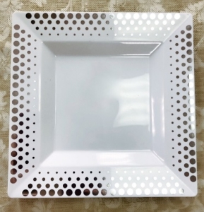 Тарелка пластиковая квадратная 165х165мм серебряный декор Complement (6шт) 1/20
