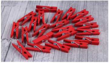 Прищепки декоративные деревянные красные 2,5см Compliment  (50шт)