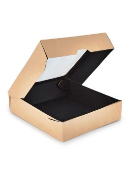 Контейнер бумажный с окном 1000мл OneBox 120х200х40мм крафт ламин внутри черный 1EA 25/250