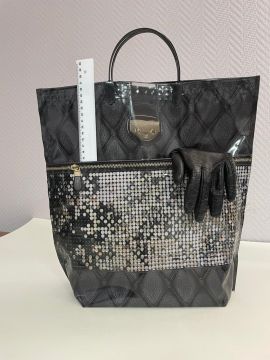 Пакет с пластмассовыми ручками (36х35+10) Пайетки с карманами 10/50