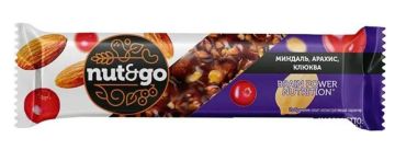 Продукты, Батончик Nut&Go миндаль арахис клюква 36 г 1/18