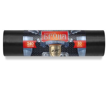 Мешок для мусора 240л рулон ПВД (100х130)-60 черный БРОНЯ ПРЕМИУМ 2-сл 145г Ромашка (10шт) 1/7