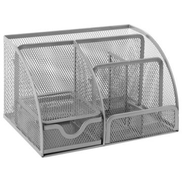 Подставка-органайзер 125х220х140мм 7 отделений металл серебро BRAUBERG Germanium 1/12