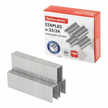 Скобы №23/24 1000шт до 200л сверхпрочные BRAUBERG 1/10/100