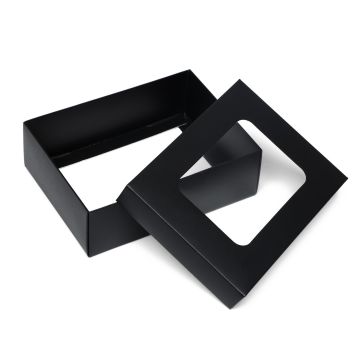 Коробка с окном 165х125х52мм картон черная 1/5/340