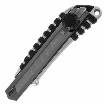 Нож канцелярский 18мм роликовый фиксатор резиновые вставки металл Metallic Brauberg 1/12/144