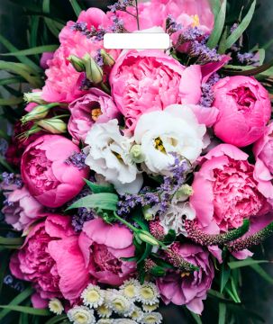 Пакет с вырубной ручкой (38х45)-60 Пионы ламинат Тико 50/500