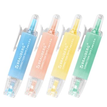 Корректирующая лента 5мм х 6м ассорти BRAUBERG PASTEL 1/24