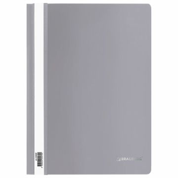 Папка скоросшиватель с прозр верхн лист BRAUBERG А4 серый 1/25/400 