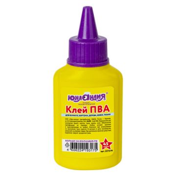 Клей ПВА 45г бумага картон дерево ЮНЛАНДИЯ 1/80