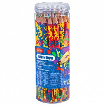 Карандаш с многоцветным грифелем заточен Хатбер Rainbow 1/30