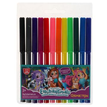 Фломастеры 12цв круглый корпус блистер Энчентималс Умка 1/12