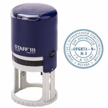 Печать самонаб 1,5 круга D=40 синяя STAFF +КАССА
