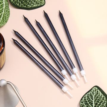 Свечи для торта Ройс 6 шт графит металлик 13см 1/1