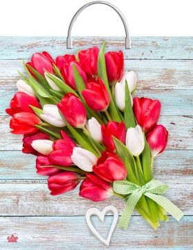 Пакет с пластмассовыми ручками (40х44)-100 Букет тюльпанов Тико 10/100