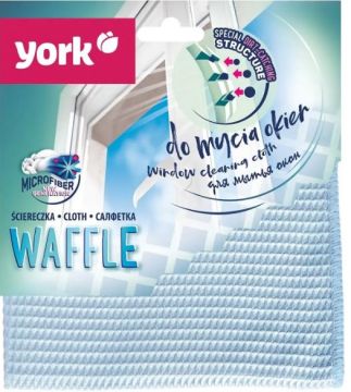 Салфетка микрофибра (35х35) для стекол и зеркал вафел York 1/24
