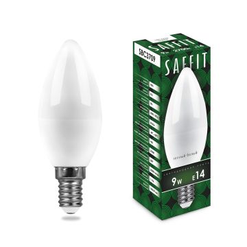 Лампа светодиодная 9W 4000K E14 230V С37 свеча SAFFIT 1/10