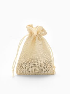 Подарочный мешок лен 9х12см бежевый 1/50