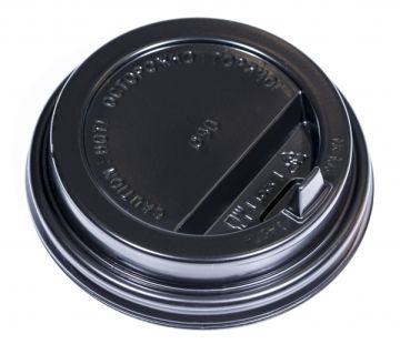 Крышка для бумажных стаканов d 90 мм с закрытым питейником черная Атлас 100/1200