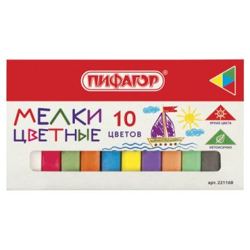 Мелки цветные 10шт Пифагор карт. уп 1/20