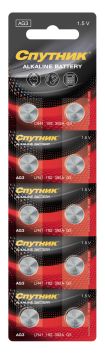 Элемент питания Спутник Alkaline Battery AG3/10В на картоне 1/10/200