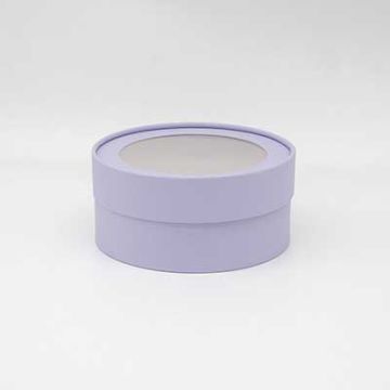 Коробка шайба с прозр. крышкой 21х7,5см бледно фиолетовый матовый