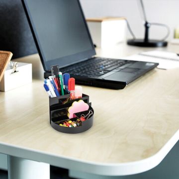 Подставка-органайзер 130х130х90мм 6 отделений черная ROUND Brauberg 1/8