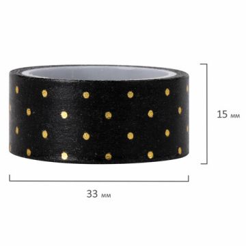 Клейкие WASHI-ленты д/декора с фольгой ЧЕРН ЗОЛОТО 15мм*3м 7шт рисов бумага ОСТРОВ СОКРОВИЩ