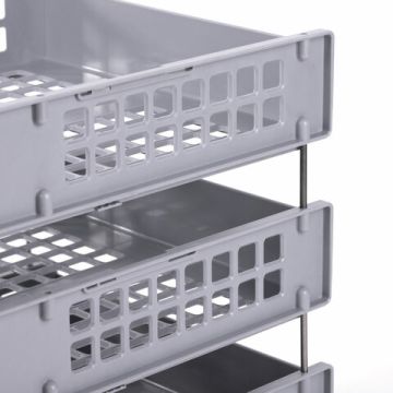 Лоток горизонтальный для бумаг 334х255х271мм (3шт) серый BRAUBERG GRAND OFFICE 1/4 (Клиент)