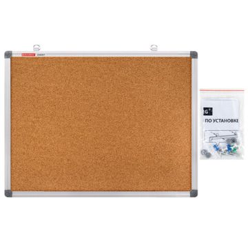 Доска пробковая 45х60см для объявлений алюмингевая рамка BRAUBERG 1/1 (Клиент)