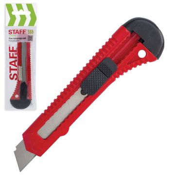 Нож канцелярский 18мм фиксатор упаковка с европодвесом STAFF EVERYDAY 1/24/576