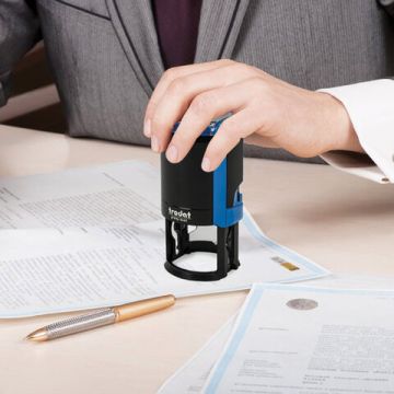 Оснастка для печатей оттиск D=42мм синий TRODAT 4642 PRINTY 4.0 корпус синий крышка подушка (клиент)