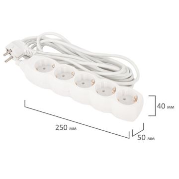 Сетевой фильтр 5м SONNEN U-155G 5 розетки с заземлением 10 А белый 1/20 (клиент)