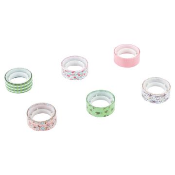 Клейкие ленты 15мм х 5м декоративные ОСТРОВ СОКРОВИЩ, КОМПЛЕКТ 6шт, ассорти №1, блистер