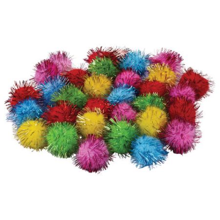 Помпоны для творчества, БЛЕСТЯЩИЕ, 5 цветов, 25мм, 30шт., ОСТРОВ СОКРОВИЩ (вывод)