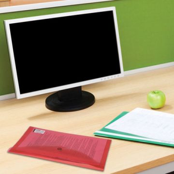 Папка-конверт с кнопкой А4 BRAUBERG, прозрачная, красная, до 100 листов, 0,15мм 1/15/90