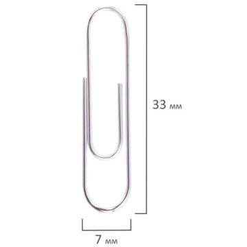 Скрепки 33мм 100шт оцинкованные STAFF в картонной коробке 1/10