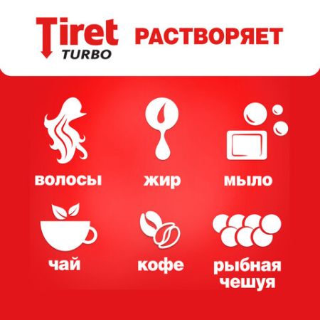 Средство жидкое 1л Tiret (Тирет) Турбо гель для прочистки канализационных труб 1/12 (клиент)